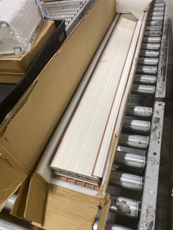 Photo 1 of Art3d Slat Wall Panels, WPC Soundproof 3D Wall Paneling for Interior Wall Decor, TV Background, 8-Pack 96 x 6 in. Teak