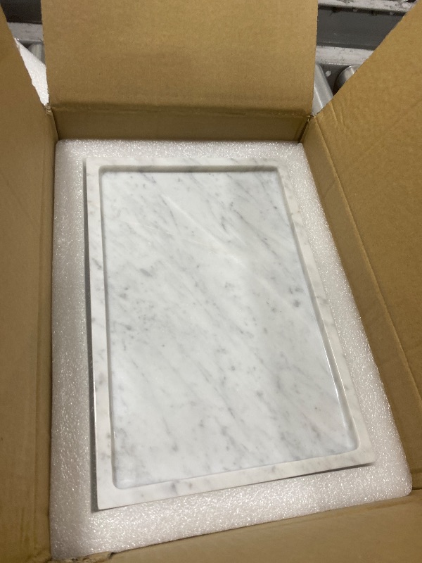 Photo 1 of 100% Natural Marble Serving Tray Luxury Marble Storage Tray for Home Decor Stone Tray for Bathroom/Kitchen/Vanity/Dresser,Plate Holder for Tissues, Candles, Towel