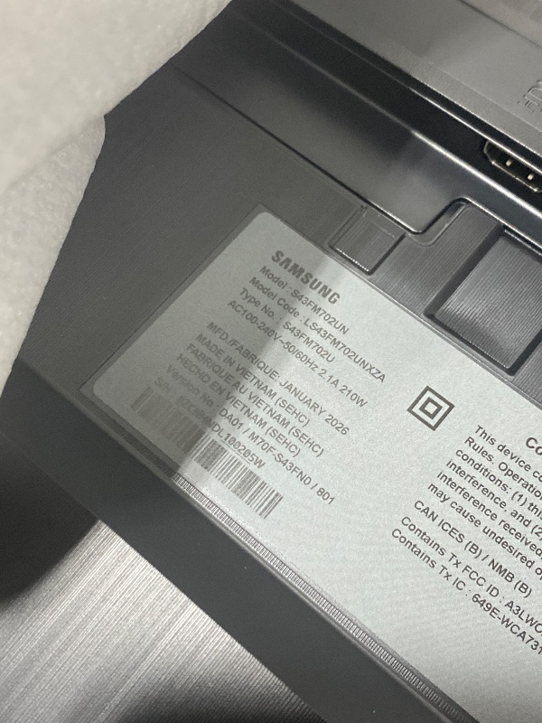 Photo 1 of Samsung 43” Smart Monitor M7 (M70F) 4K UHD Display, Samsung Vision AI, Smart TV Apps, Gaming Hub, USB-C, HDMI and USB-A, Black, LS43FM702UNXZA, 2025