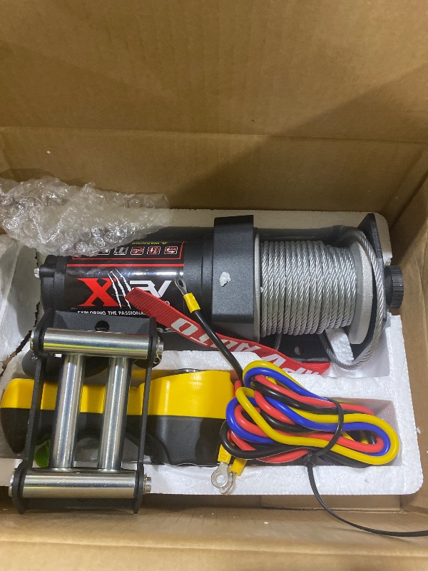 Photo 1 of XPV AUTO 2500lbs Electric Winch 12V Waterproof Steel Cable with Wired Remote Control & Mounting Plate ATV UTV Towing Trailer Winch Off-Road