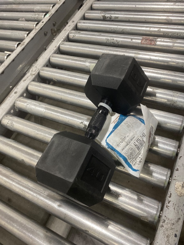 Photo 1 of CAP Barbell 40 LB Rubber Coated Hex Dumbbell Hand Weight - Single | Black Handle