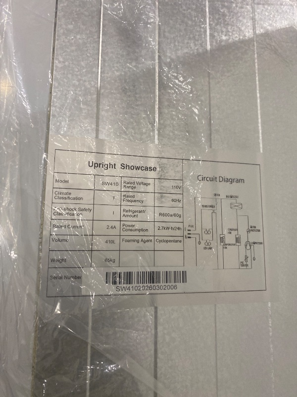 Photo 1 of FreezLabs 27”W Commercial Glass Door Display Refrigerator 15 Cu.ft White Cooler Beverage Bridge with LED Light and 5 Shelves for Cafe Restaurant Store Bar