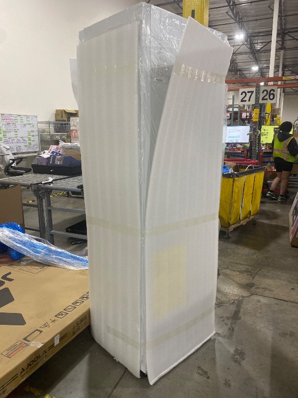 Photo 1 of FreezLabs 27”W Commercial Glass Door Display Refrigerator 15 Cu.ft White Cooler Beverage Bridge with LED Light and 5 Shelves for Cafe Restaurant Store Bar