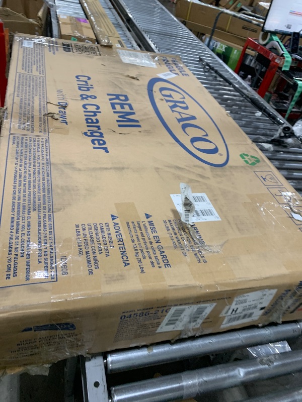 Photo 1 of Graco Remi 4-in-1 Convertible Crib & Changer – GREENGUARD Gold Certified, Fits Standard Crib Mattress, Converts to Toddler Bed and Full Bed, 4 Adjustable Mattress Heights (Gray)