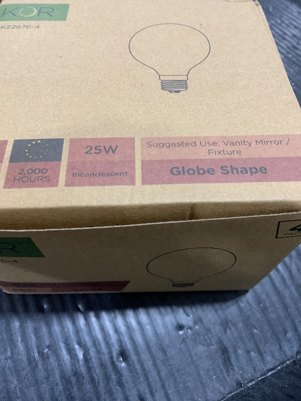 Photo 1 of (4 Pack) G25 Incandescent Incandescent Light Bulb 2700K Soft Light, Decorative Globe Light Bulbs,E26 Medium Base, Perfect for Pendant Bathroom/Vanity Mirror Makeup, Dimmable. (White-Finish, 25-Watt)