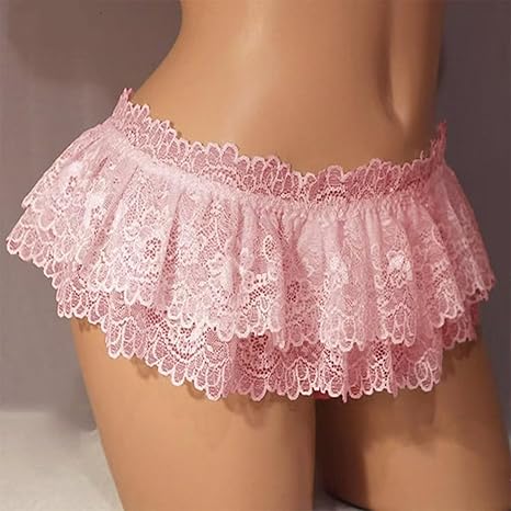 Photo 1 of Sissy Lace Panties Men's Ruffled Panties Thongs Mini Skirt Thongs Gay Lingerie (Color : Pink, Size : 1pc) One Size