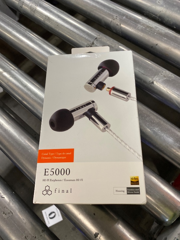 Photo 1 of Final E5000 in Ear Isolating Earphones, 6.4mm Dynamic Driver, High-Resolution, Stainless Steel Housing, Detachable Silver-Coated MMCX Cable, Swing-Fit Eartips - Stainless Steel