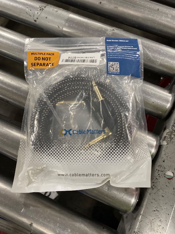 Photo 1 of Cable Matters 2-Pack Braided 1/4 Inch TS Right Angle Electric Guitar Cable - 6ft, Straight to Right Angle Guitar Cord, Instrument Cable for ElectricGuitar, Bass AMP, Mixer, Equalizer