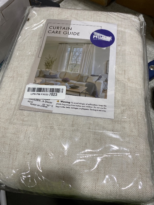 Photo 1 of MIULEE Natural White Linen Curtains 92 Inch Length 2 Panels for Bedroom Living Room, Soft Thick Linen Textured Window Drapes Semi Sheer Light Filtering Back Tab Rod Pocket Burlap Look Decor