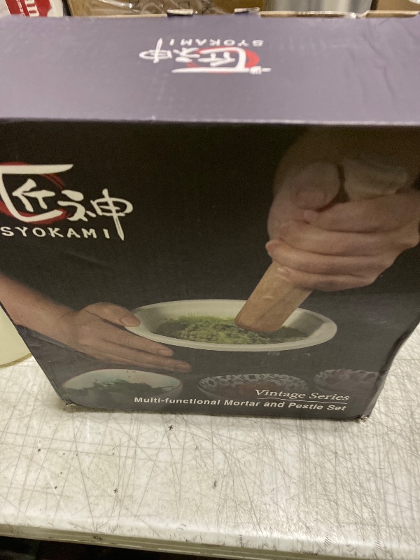 Photo 1 of SYOKAMI No Rock Powder 2 Cup Mortar and Pestle Set with Silicone Covers, 6.5 Inch World's 1st Lightweight Molcajete Mexicano with Grinding Ridge, High Efficiency for Guacamole, Spice and Herb, Gift
