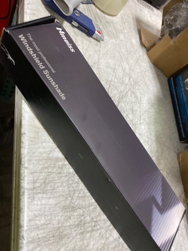 Photo 1 of [Upgraded] Nmoiss Windshield Sun Shade Umbrella - [Vinyl Coating Heat Shield] Protect Car from Sun Rays & Heat Damage Keep Cool and Protect Interior, Spring Structure Edge Medium 56" L x 31" W