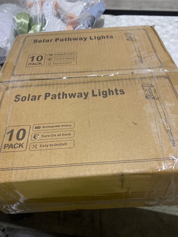 Photo 1 of Mancra Solar Pathway Lights Outdoor, 20 Pack Metal & Glass Solar Lights Outdoor Waterproof Landscape Path Lights for Yard Walkway Garden Decor, Warm White