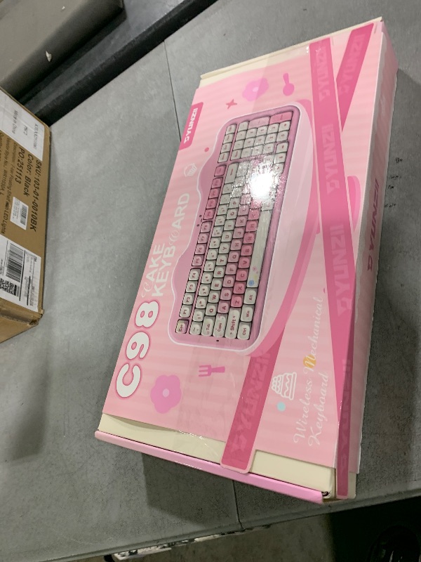 Photo 1 of YUNZII C98 Wireless Mechanical Keyboard with Number Pad,99 Key BT5.0/2.4G/USB-C Hot Swap Gasket Mount with PBT MOA Keycaps,Custom RGB,Cute Cake Keyboard for Win/Mac (Pink, Milk V2 Linear Switch)