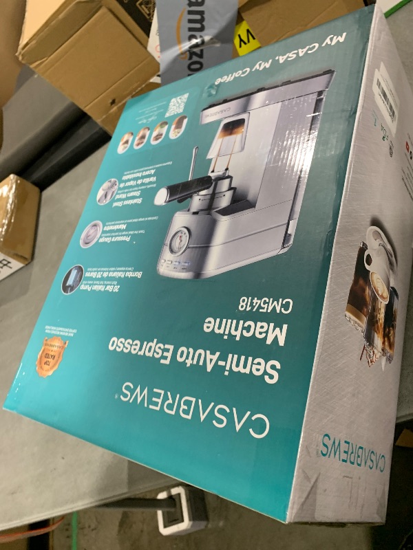 Photo 1 of CASABREWS CM5418 Espresso Machine 20 Bar, Compact Espresso Maker with Steam Milk Frother, Stainless Steel Coffee Machine with 34oz Removable Water Tank for Cappuccino, Small Latte Machine, Silver