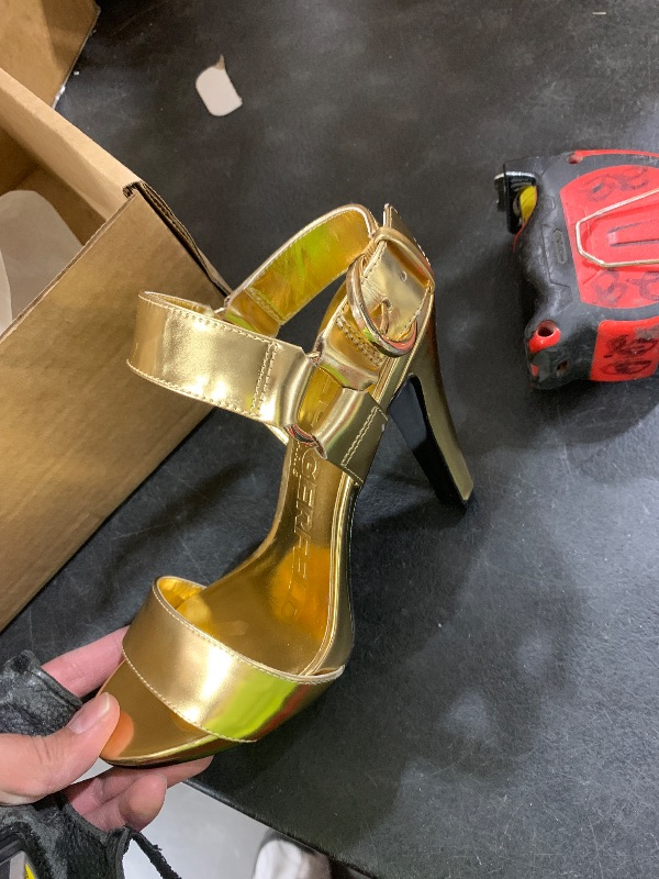 Photo 1 of  Women's Platform Stiletto Heeled Sandals Open Toe Ankle Strap High Heels Party Wedding Dress Shoes(8")