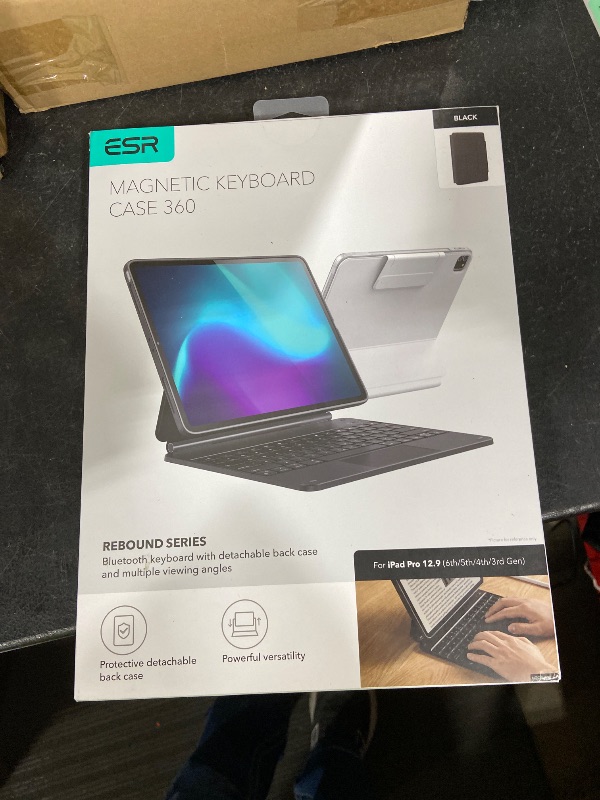 Photo 1 of ESR iPad Pro 12.9 Case with Keyboard, Easy-Set Magnetic Stand, Portrait/Raised Modes for iPad iPad Pro 12.9(6th/5th/5th/3rd), Removable Protective Case, Rebound 360 Series, Black