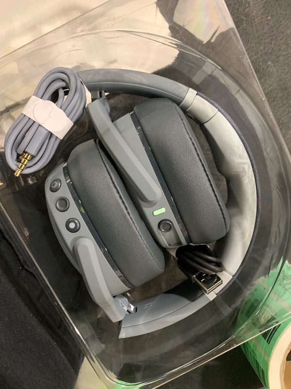 Photo 1 of Skullcandy Crusher Evo Wireless Bluetooth Headphones with Multi-Sensory Bass, Noise Isolating Over-Ear Fit, Up to 40 Hours Battery, Microphone for iPhone Android - Chill Grey