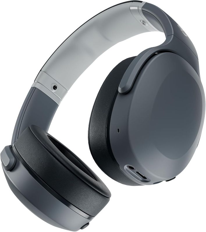 Photo 1 of Skullcandy Crusher Evo Wireless Bluetooth Headphones with Multi-Sensory Bass, Noise Isolating Over-Ear Fit, Up to 40 Hours Battery, Microphone for iPhone Android - Chill Grey