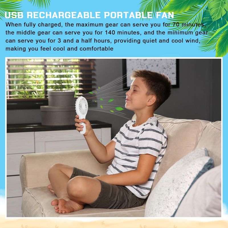 Photo 1 of  Mini Powerful Handheld Fan Bulk 3 Speed USB Rechargeable Small Desk Fan Summer Gift for Wedding Beach Outdoor Women Eyelash (White)
