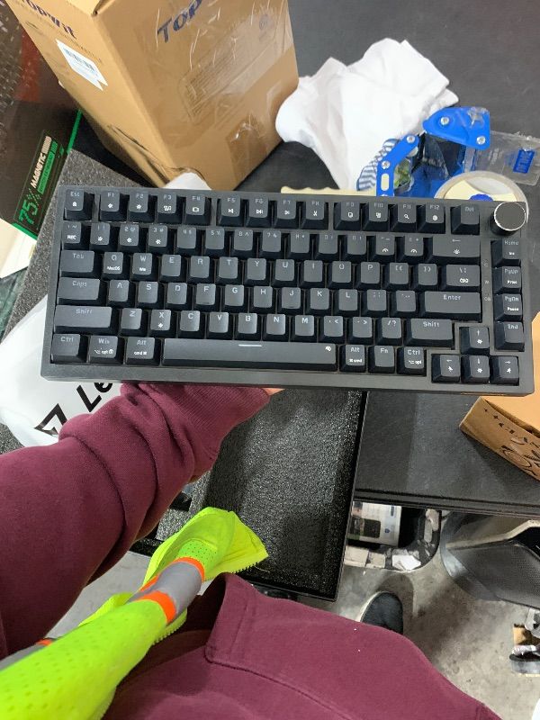 Photo 1 of LEMOKEY P1 HE 75% Wireless Custom Mechanical Gaming Keyboard with Gateron Double-Rail Magnetic Switches Knob Version, QMK 2.4 GHz Bluetooth 5.2 RGB Backlight Compatible with Mac Windows Linux-Black