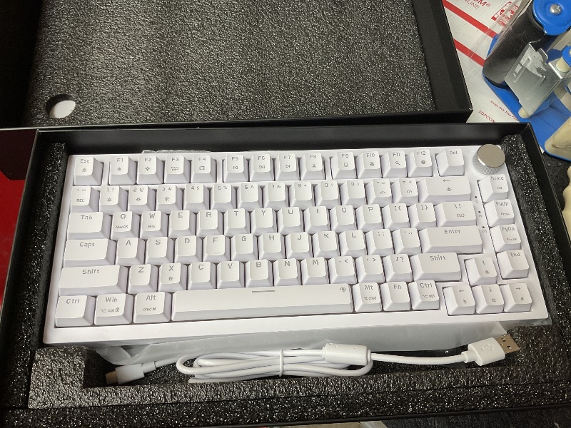 Photo 1 of LEMOKEY P1 HE 75% Wireless Custom Mechanical Gaming Keyboard with Gateron Double-Rail Magnetic Switches Knob Version, QMK 2.4 GHz Bluetooth 5.2 RGB Backlight Compatible with Mac Windows Linux-White