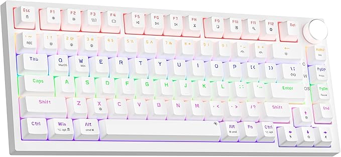 Photo 1 of LEMOKEY P1 HE 75% Wireless Custom Mechanical Gaming Keyboard with Gateron Double-Rail Magnetic Switches Knob Version, QMK 2.4 GHz Bluetooth 5.2 RGB Backlight Compatible with Mac Windows Linux-White