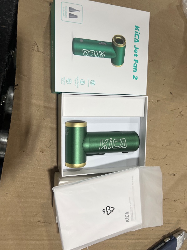 Photo 1 of KiCA Jetfan 2.0 Electric Air Duster+Vacuum Accessory Combo for Computer/Keyboard/House Cleaning/Camera Lens/Camping/BBQ/Car/Barbershop,100000RPM,Two Nozzle/Long Battery,Air Can Substitute Tool-Green