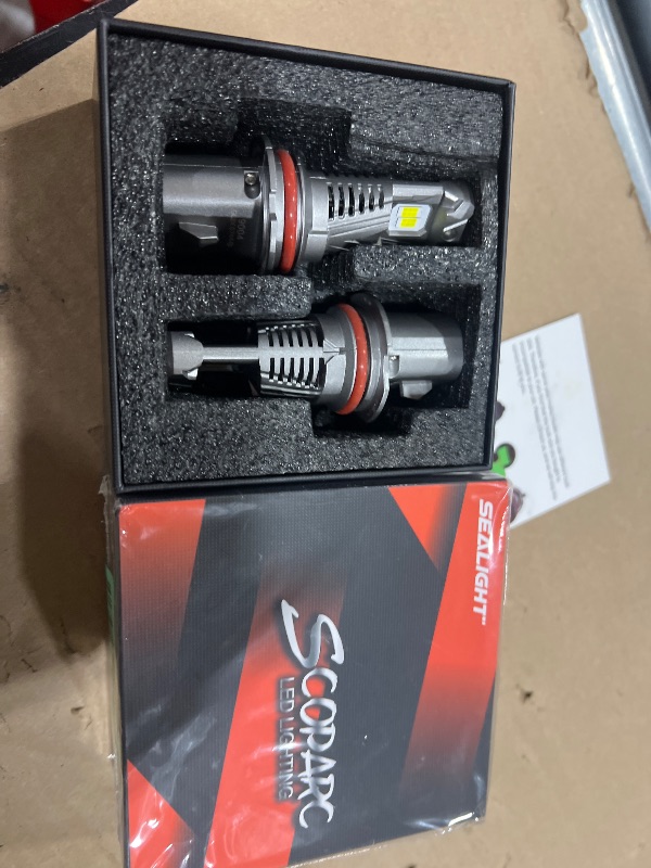Photo 1 of SEALIGHT 9004 Headlight Bulb, 60000LM 900% Super Brighter, With 25000RPM Powerful Cooling Fan, 6500K Hi/Low Beam, 10 Years Lifespan Pack of 2