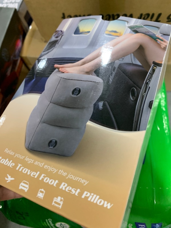 Photo 1 of Sunany Inflatable Foot Rest Pillow , Adults Airplane Travel Pillow-Adjustable Height Cushions,for Kids to Sleep While Traveling,Suitable for Office, Home and Any Travel?Black?