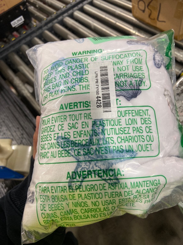 Photo 1 of Ydbkt Coastal Ocean Beach Throw Blanket, Starfish Seashells Summer Fleece Blue Grey on White Blanket, Ocean Theme Lightweight Soft Cozy for Sofa Couch Bed Room Decor 40"x30"