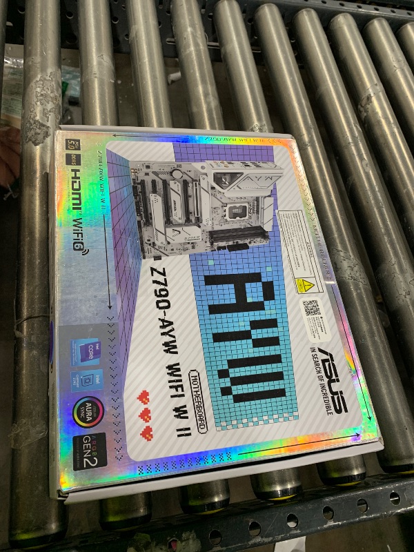 Photo 1 of *****NONFUNCTIONAL, FOR PARTS ONLY******
ASUS Z790-AYW WiFi W II Intel Z790 (LGA 1700) ATX Motherboard with PCIe® 5.0, 3X M.2, 12+1 DrMOS, DDR5, WiFi 6, 2.5Gb LAN, HDMI, USB 10Gbps Type-C®, USB 10Gbps Type-C®, Thunderbolt™, USB4®, Aura Sync