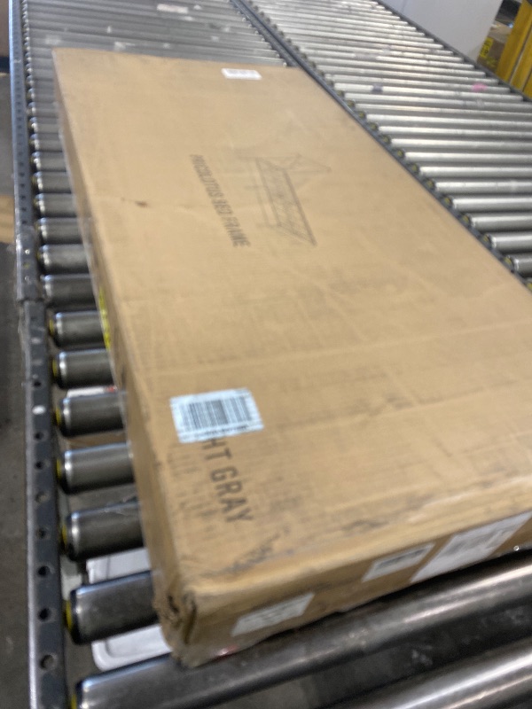 Photo 1 of Pricolotus Twin Size Bed Frames with Upholstered Wingback Headboard, Easy Assemnly Platform Bed and Heavy Duty Wooden Slats Support, Noise-Free, No Box Spring Needed (Light Gray, Twin)