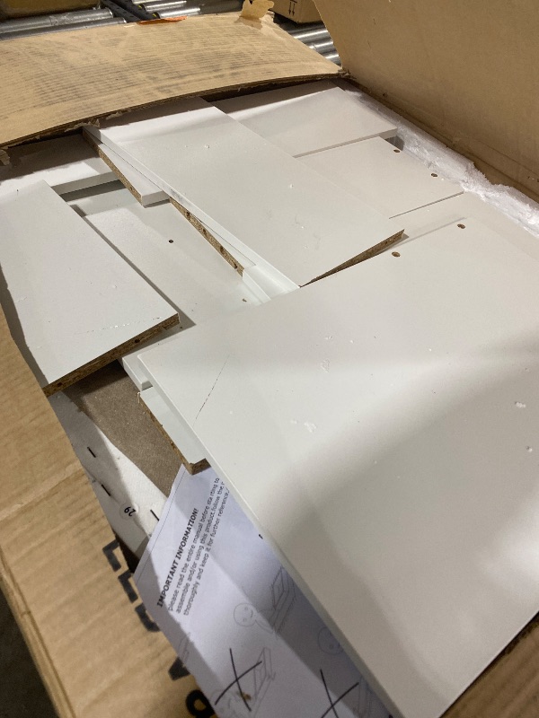 Photo 1 of Vanity Desk with Smart LED Mirror & Charging Station, 35.4" White Vanity Table Set with Cushioned Stool, 4 Drawers & Hairdryer Rack, Modern Bedroom Dressing Table-White