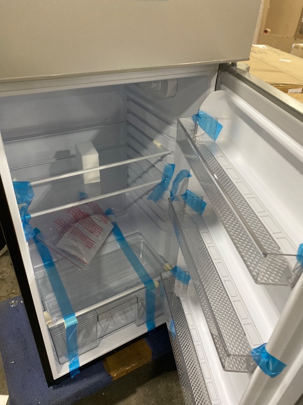 Photo 1 of Frigidaire, 2 Door Apartment Size Refrigerator with Freezer, 7.5 cu ft, Adjustable Spill-Proof Shelves, Crisper Bins, Platinum Silver, Garage Ready