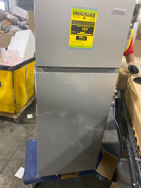 Photo 1 of Frigidaire, 2 Door Apartment Size Refrigerator with Freezer, 7.5 cu ft, Adjustable Spill-Proof Shelves, Crisper Bins, Platinum Silver, Garage Ready