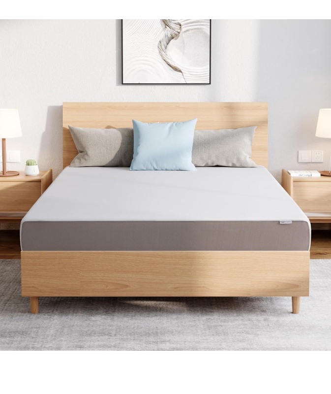 Photo 1 of Basics Memory Foam Plush Mattress, Queen, White/Grey, 80 x 60 x 8 inches