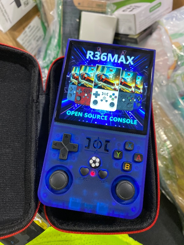 Photo 1 of R36MAX Retro Handheld Game Console, Retro Gaming Console with 64G Built-in 18000+ Classic Games, 4.0 Inch 720x720 IPS Screen, Portable Handheld Linux System, 4000mAh Battery (Blue)