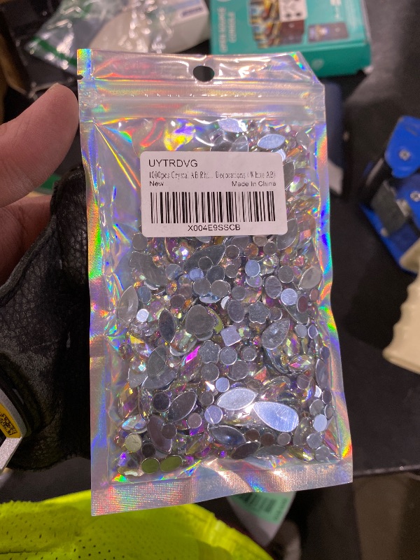 Photo 1 of 1000pcs Crystal AB Rhinestones for Crafts, Face Gems Jewels Art for DIY Costume Making Cosplay Clothes Nail Crafting Embellishments Gems Decorations (White AB)