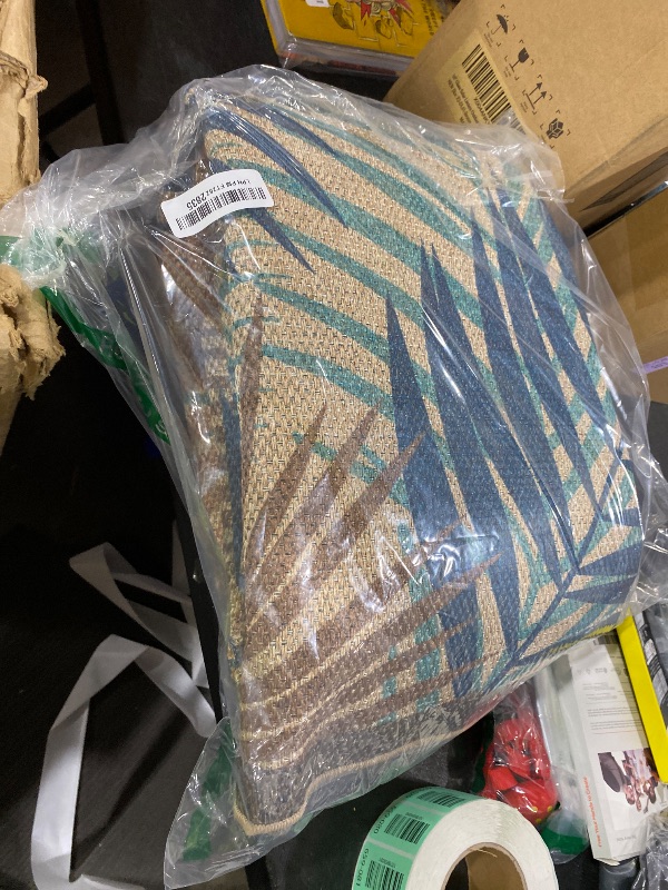 Photo 1 of LIVEBOX Modern Easy Jute 5x7 Outdoor Rug, Washable Area Rugs for Living Room Patio Tropical Leaf Indoor Outdoor Rug, Boho Farmhouse Non Slip Carpet for Backyard Foyer Dining Room(Olive, 5'x7')