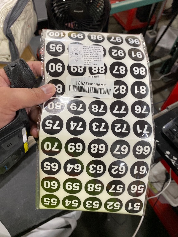 Photo 1 of 1 Inch Number Sticker, Waterproof Round Consecutive Number Stickers 1-100,Black Small Vinyl Decals for Office, Classroom, Storage, Inventory, Indoor, Outdoor