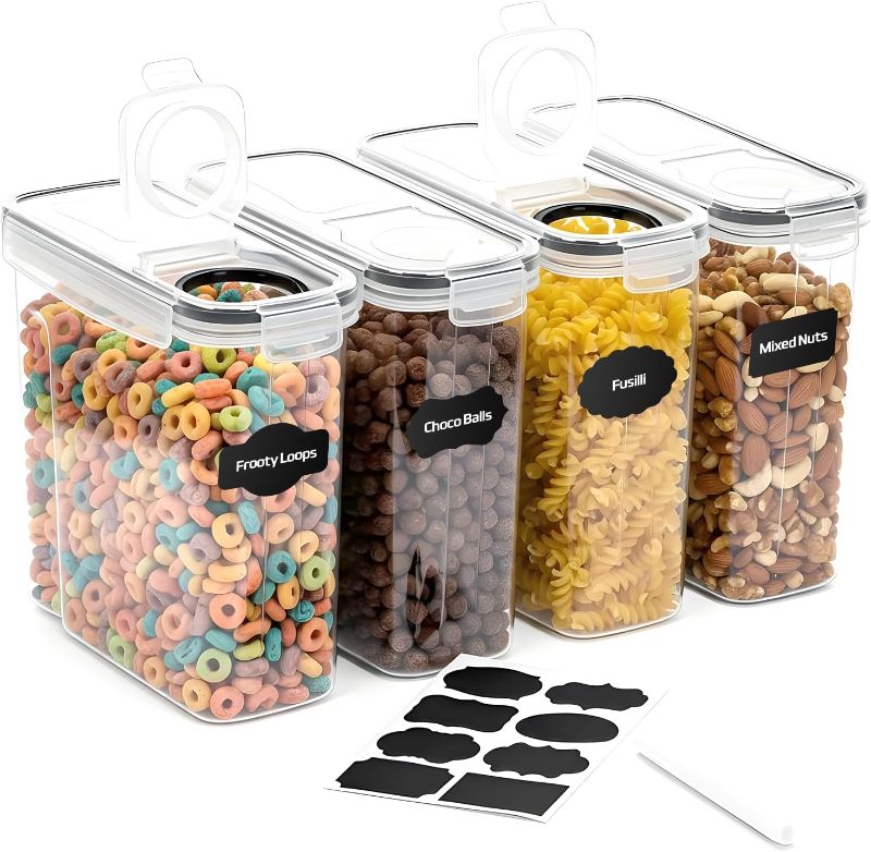 Photo 1 of **********MISSING PARTS******* LIDS ONLY******
Cereal Containers Storage with Lids - Airtight Kitchen Dry Food Storage Containers & BPA Free Cereal Dispenser For Pantry Organizer And Storage (Clear, 4 Liter Pack of 4)(Only covers)