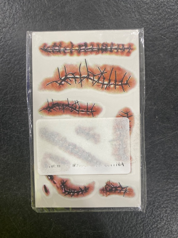 Photo 1 of ?10 Sheets? Chucky Costume Halloween Temporary Tattoos Realistic Temporary Tattoos Stickers Scars Tattoos for Zombie Costume Halloween Parties Party Favor Party Supplies