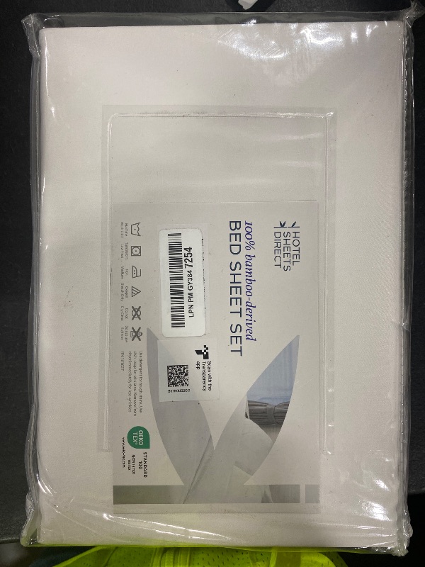 Photo 1 of Hotel Sheets Direct 4 Piece Bed Sheet Set King Size, 100% Viscose Derived from Bamboo Sheets Set with 2 Pillowcases, Cooling & Breathable Luxury Bedding, Moisture-Wicking & Silky Soft Texture, White