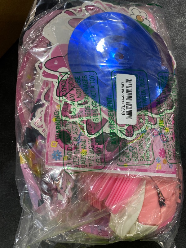 Photo 1 of Pink-Themed Birthday Party Decorations Set - Includes Banner, Tablecloth, Balloons, Cutlery