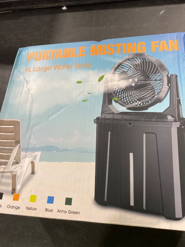 Photo 1 of Ausic Portable Misting Fan - 9L Bucket, 10-inch Outdoor Fans for Patios/Camping/Beach/Golf etc., 20000mAh USB Rechargeable Battery Powered Floor Water Cooling Fan, 3 Strong Winds, 3 Spray Mister
