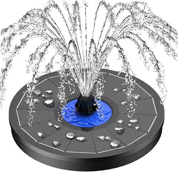 Photo 1 of  Solar Fountain Upgrade, 3.5W Solar Powered Bird Bath Fountains with Flower, Outdoor Water Feature Solar Pump with 7-in-1 Nozzles, 4 Fixed Pipes for Humingbirds, Garden, Pool, Pond, and Fish Tank