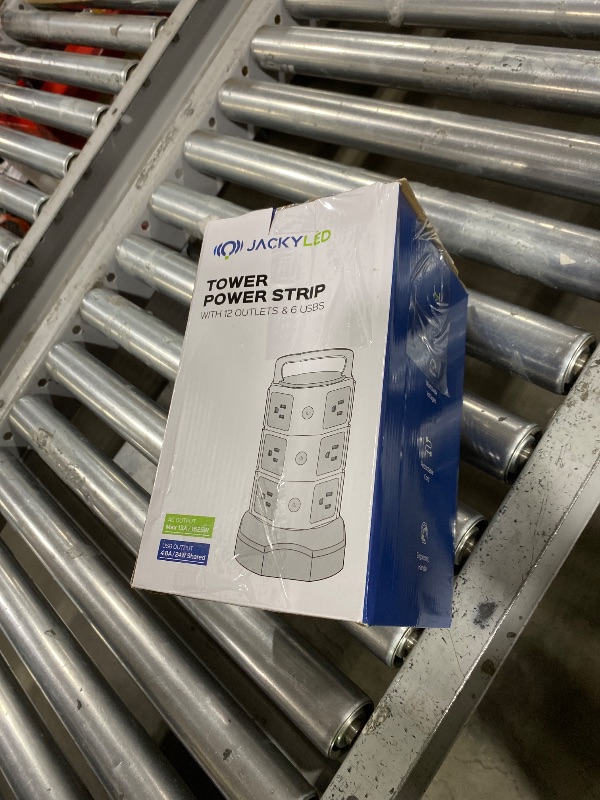 Photo 1 of ?10ft? Power Strip Tower JACKYLED Surge Protector Electric Charging Station with 13A 12 Outlets 6 USB Ports Heavy Duty Extension Cord for Home Office Computer Nightstand Laptop Phone White Black
