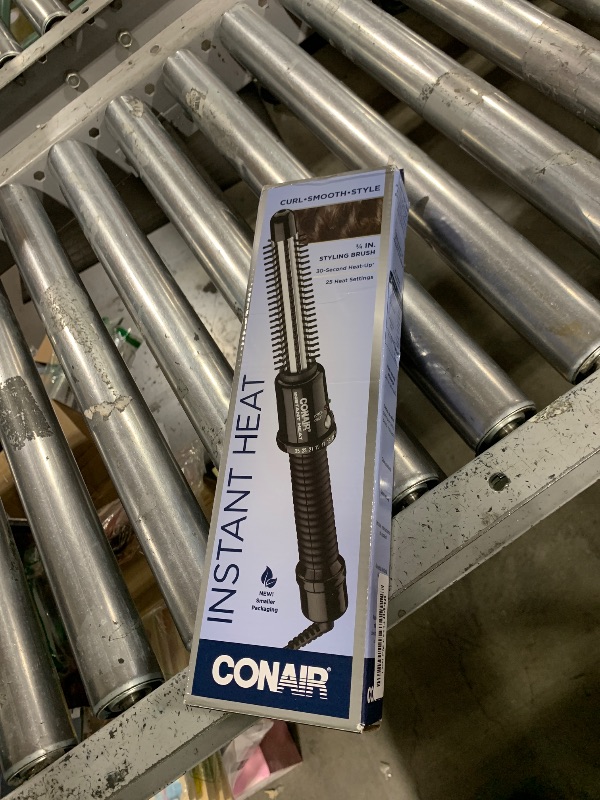 Photo 1 of Conair Instant Heat Curling Iron Brush, 3/4-Inch Barrel Curling Brush for Short Hair, 30-Second Heat-Up with 25 Heat Settings for All Hair Types, Black