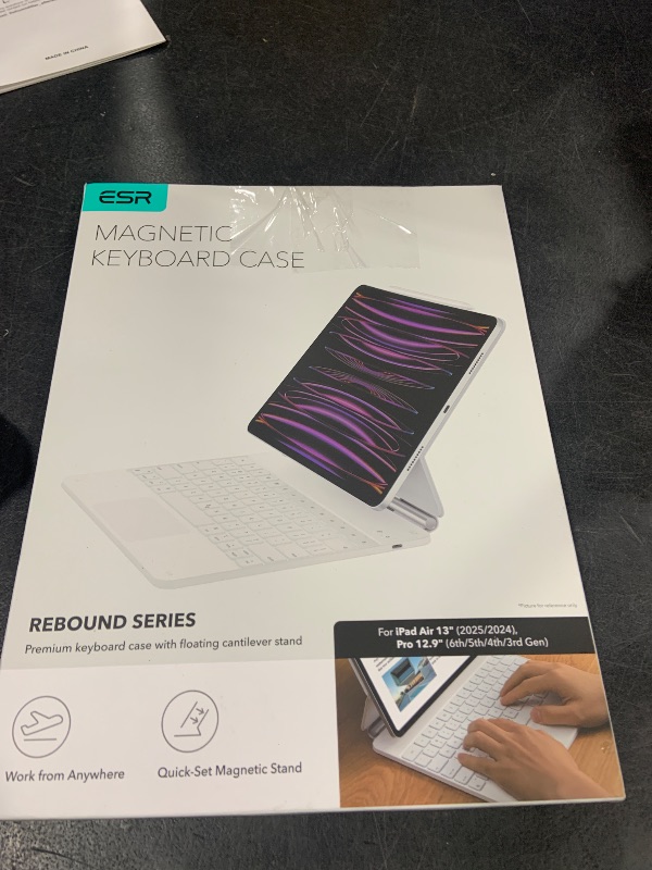 Photo 1 of ESR for iPad Air 13 Inch Case Keyboard M4/M3/M2 (2026/2025/2024) & iPad Pro 12.9 inch (6th/5th/5th/3rd) Magic Keyboard, Easy-Set Floating Cantilever Stand, Precision Trackpad, Rebound Series, White