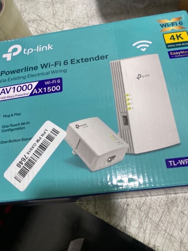 Photo 1 of TP-Link Powerline Wi-Fi 6 Extender TL-WPA7817 KIT - Includes AV1000 Powerline Ethernet Network Adapter & AX1500 Dual-Band Wi-Fi Extender, Gigabit Port, EasyMesh,Plug, Pair, & Play, Free Expert Support